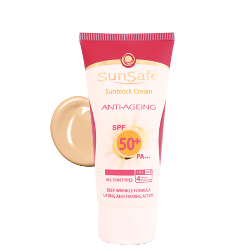 کرم ضد آفتاب +SPF50 ضد چروک سان سیف (بژ متوسط)